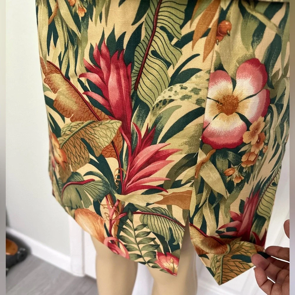 Ultra Dress Collection Tropical Floral Midi Dress in Green, Pink, Gold - Picture 9 of 16